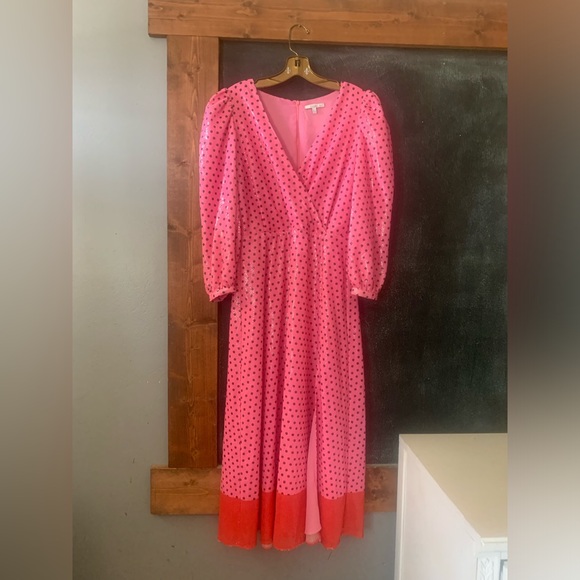 Olivia Rubin 'Imogene pink polka dot sequin dress UK 12 US 8 EUC - Picture 4 of 8